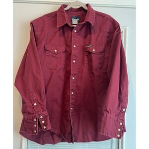 Vintage Wrangler Pearl Snap Brush Popper Western 100% Cotton Workwear Men's XXL